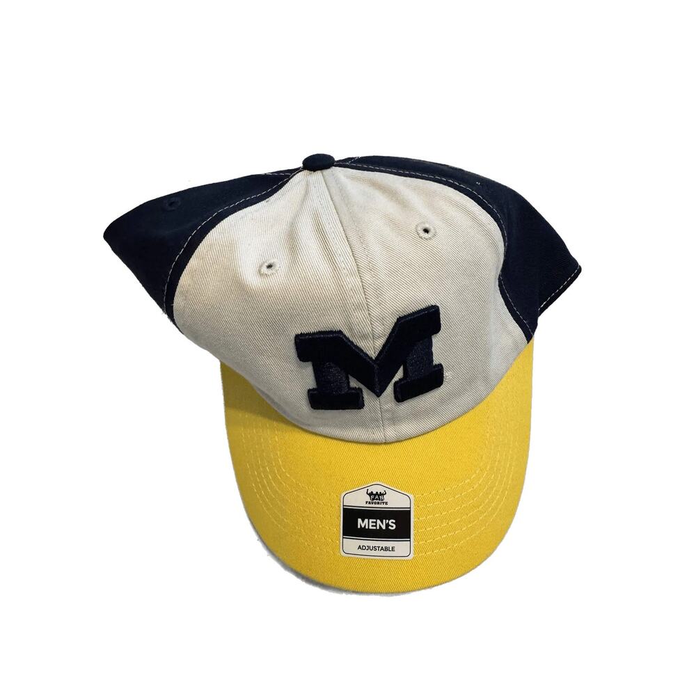 Michigan Wolverines Hat Mens Adjustable Baseball Cap NCAA Navy Yellow